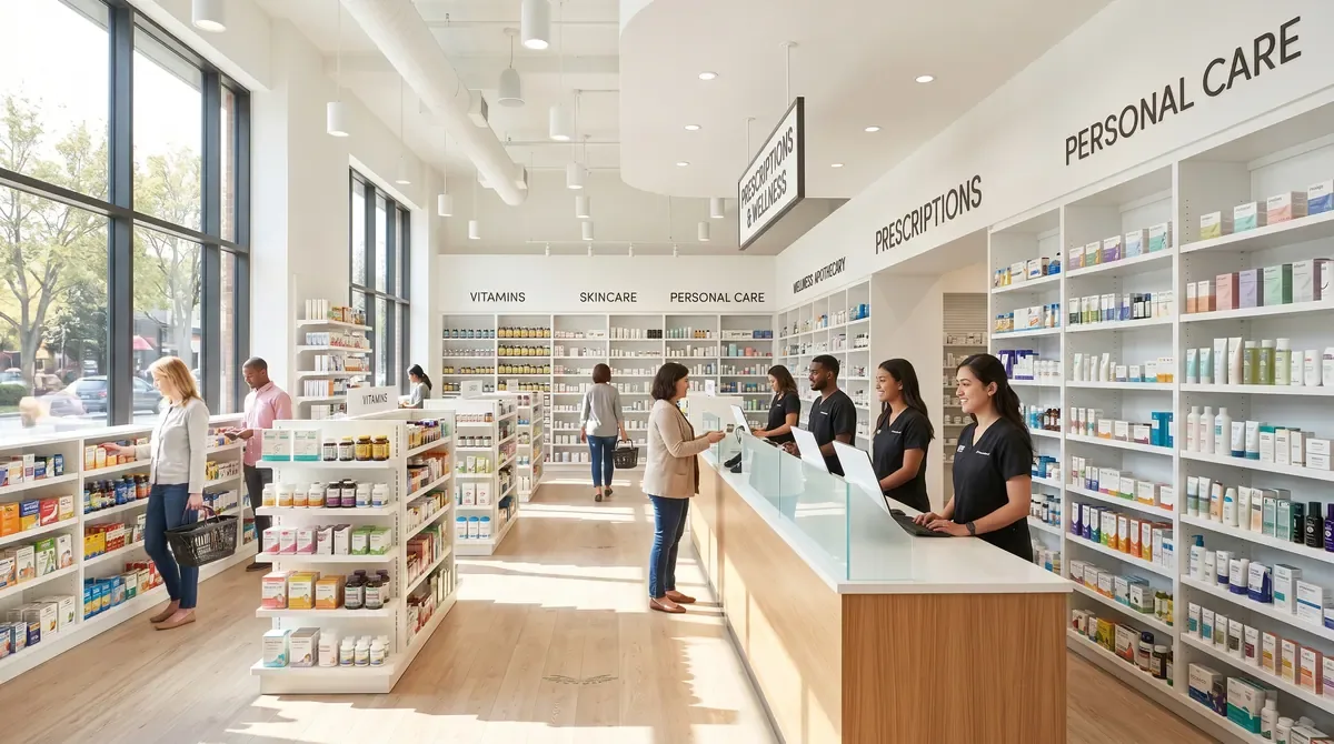Estantes de Farmacias del Ahorro con suplementos en México