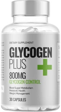 Frasco oficial de Glycogen Plus — 30 cápsulas de 800 mg